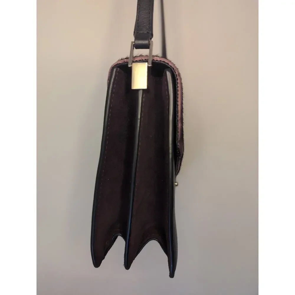 Kate Spade Calf Hair Crossbody Bag Black Wine Leather Flap Designer